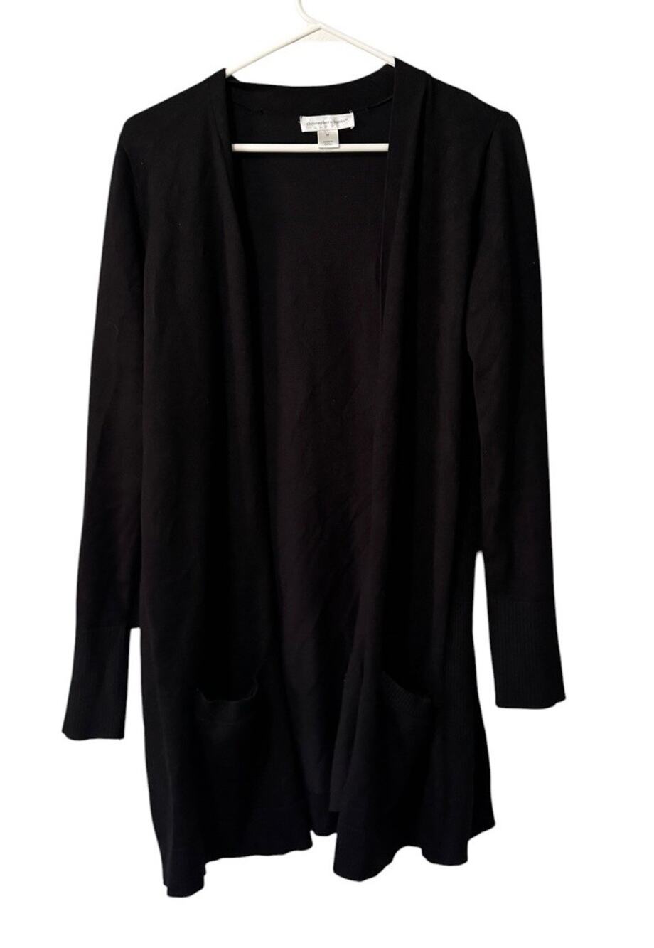 Christopher & Banks Women Sz Medium Open Front Cardigan Sweater Pockets Classic